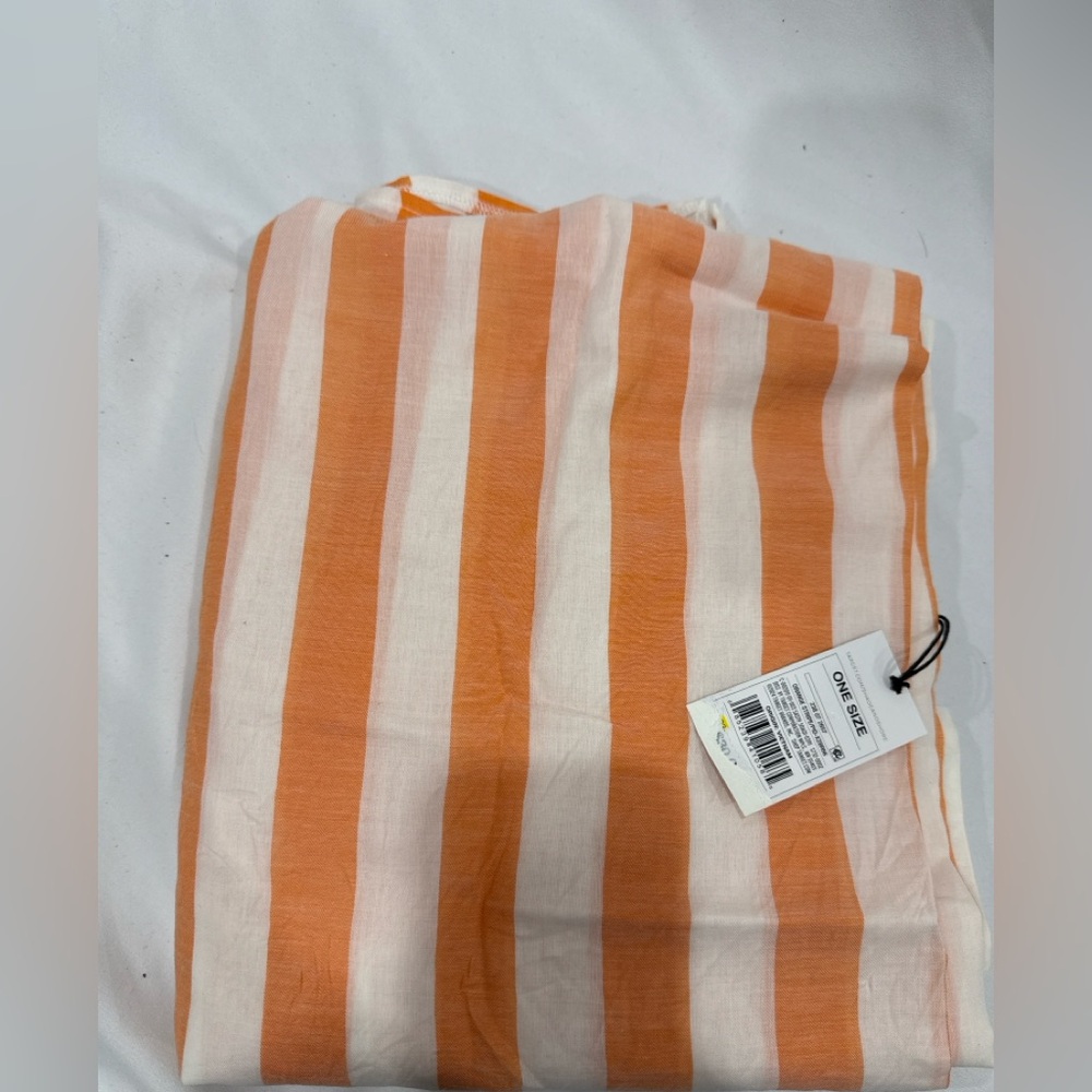 Shade & Shore Beach Cover Up Orange Striped One Size New